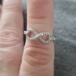 Sterling silver diamond infinity ring